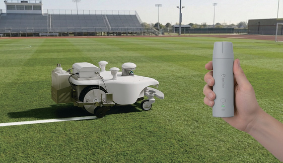 FJD robotic line marker marking a sports pitch